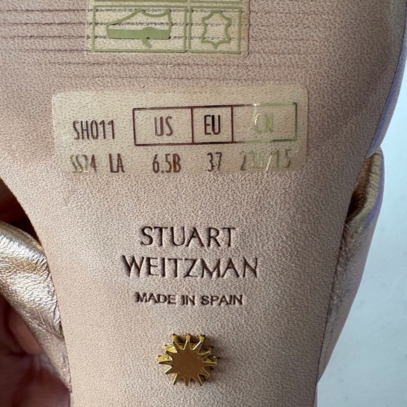 Stuart Weitzman Sofia 45 Slide Bow Detail Bronze Gold Size 6.5B Luxury Chic - Picture 11 of 12